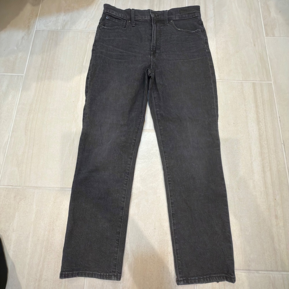 Madewell The Perfect Vintage Crop Jean‎ Black Faded Denim High Rise Pants 28
